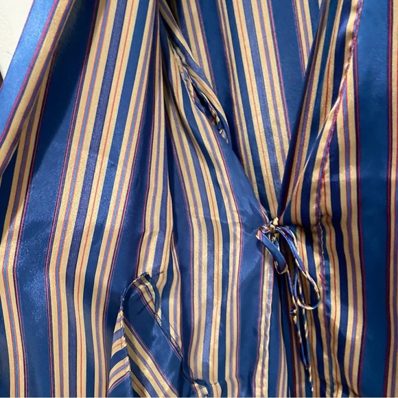 Victoria’s Secret Blue Gold Striped Button Front Silky Lingerie Top - Picture 3 of 6